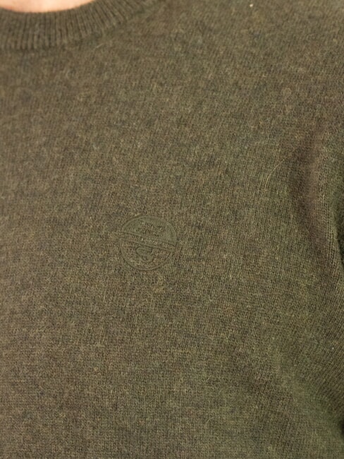 N|S Suéter de cuello redondo con bordado del logo verde hiedra - Suéteres de los hombres