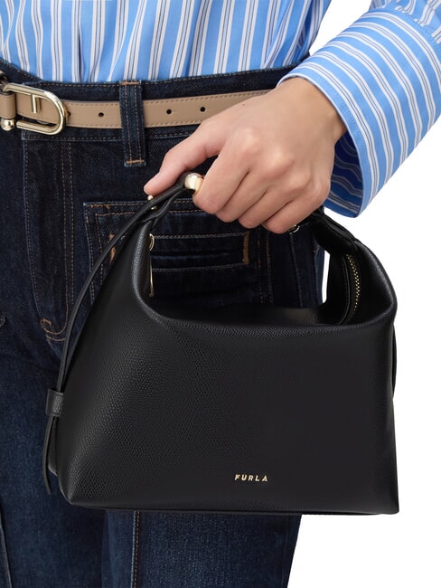 TONIE Bolso pequeño de piel con correa para el hombro negro - Bolsos Mujer