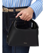 FURLA TONIE Bolso pequeño de piel con correa para el hombro negro - Bolsos Mujer - 6