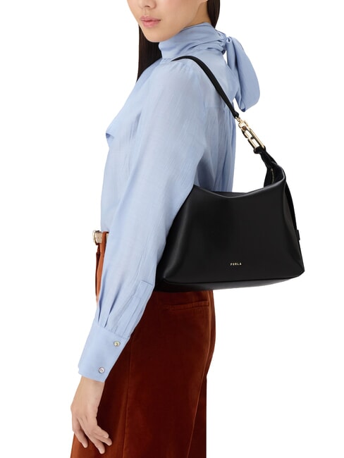 TONIE Bolso bandolera de piel con correa para el hombro negro - Bolsos Mujer