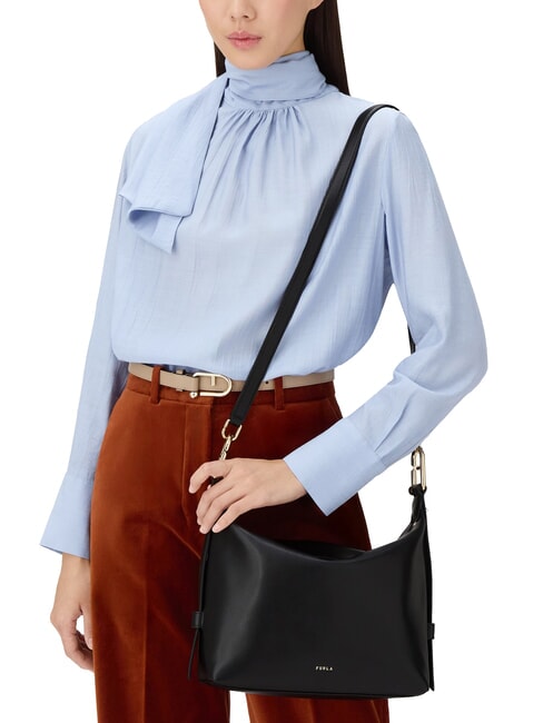 TONIE Bolso bandolera de piel con correa para el hombro negro - Bolsos Mujer