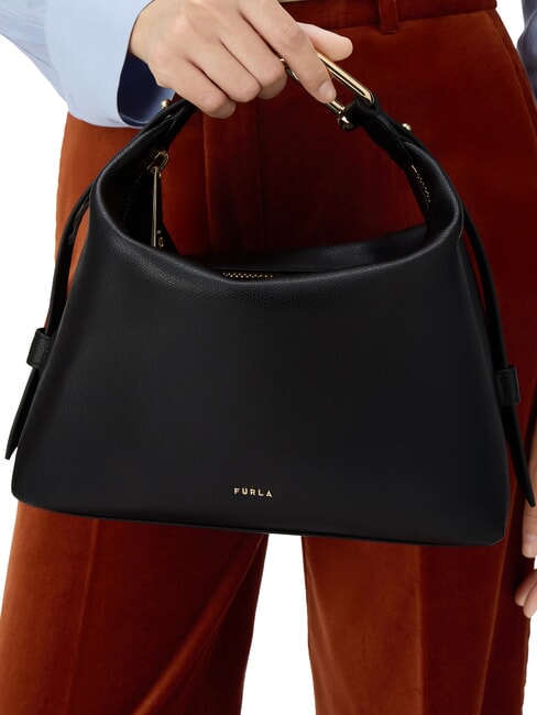 TONIE Bolso bandolera de piel con correa para el hombro negro - Bolsos Mujer