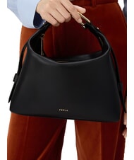 FURLA TONIE Bolso bandolera de piel con correa para el hombro negro - Bolsos Mujer - 7