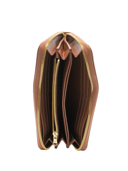 BASIC Cartera de cuero con cremallera marr&oacute;n - Carteras Mujer