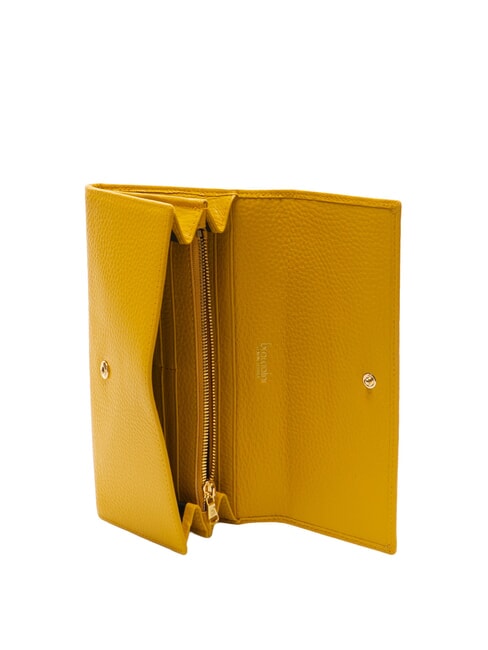 BASIC Cartera grande de piel continental amarillo - Carteras Mujer