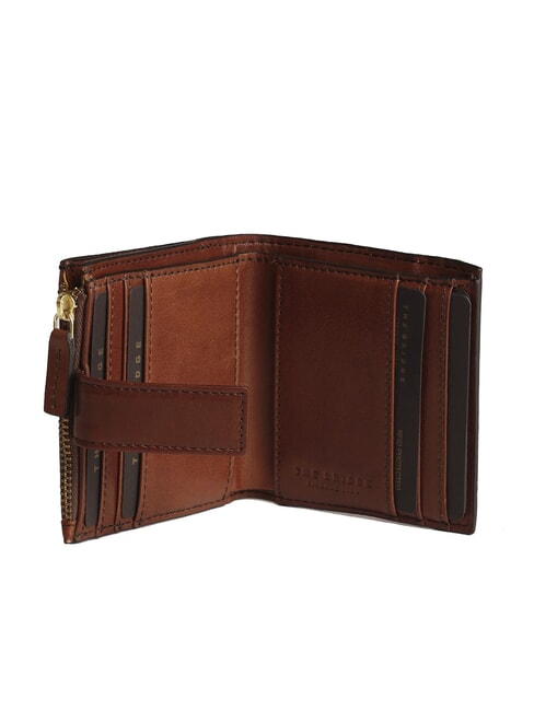 LUCREZIA Cartera compacta de cuero BROWN - Carteras Mujer