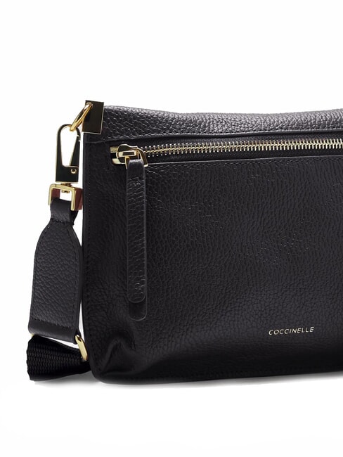 HYLE Bolso bandolera pequeño de piel plano negro - Bolsos Mujer