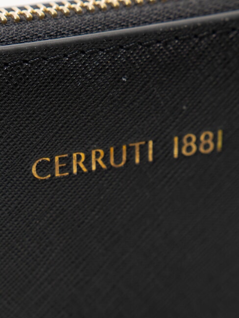 CERRUTIS Bolso de mano tipo clutch con correa para el hombro, de piel negro - Bolsos Mujer