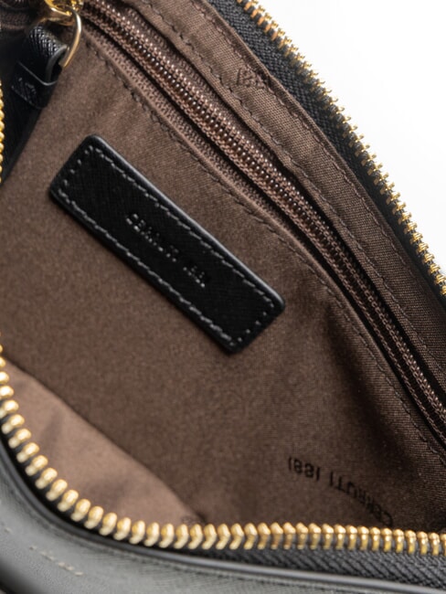 CERRUTIS Bolso de mano tipo clutch con correa para el hombro, de piel negro - Bolsos Mujer