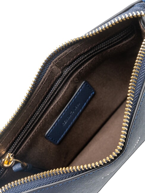 CERRUTIS Bolso de mano tipo clutch con correa para el hombro, de piel azul - Bolsos Mujer