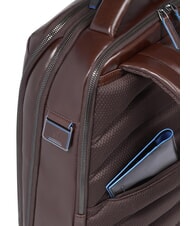 PIQUADRO BLUE SQUARE Mochila de cuero Fast-Check para port&aacute;til de 15,6" CAOBA - Mochilas para port&aacute;til - 4