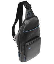 PIQUADRO BLUE SQUARE Mochila bandolera de piel con soporte para mini tablet negro - Bandoleras Hombre - 6