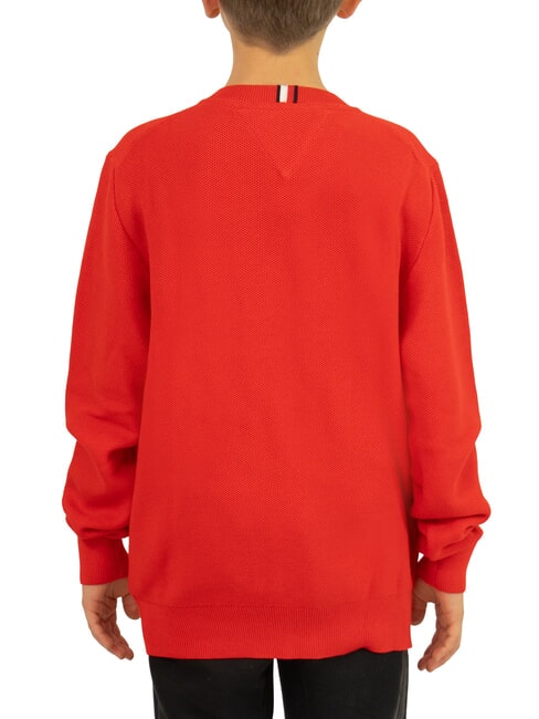 TH KIDS Suéter de algodón de cuello redondo para niños carmesí intenso - Suéteres para niños