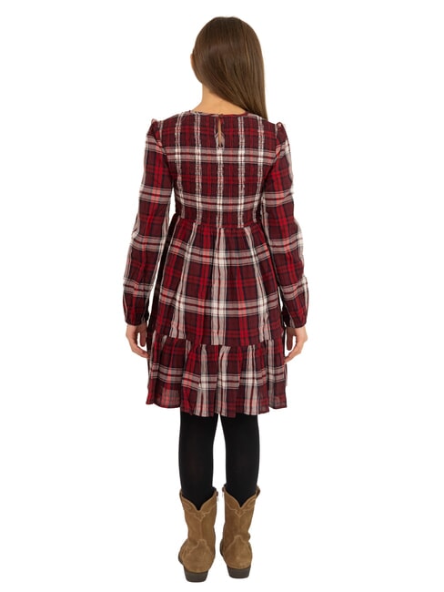 TH KIDS Vestido de cuadros de manga larga para ni&ntilde;as verificaci&oacute;n m&uacute;ltiple - Vestidos de ni&ntilde;as