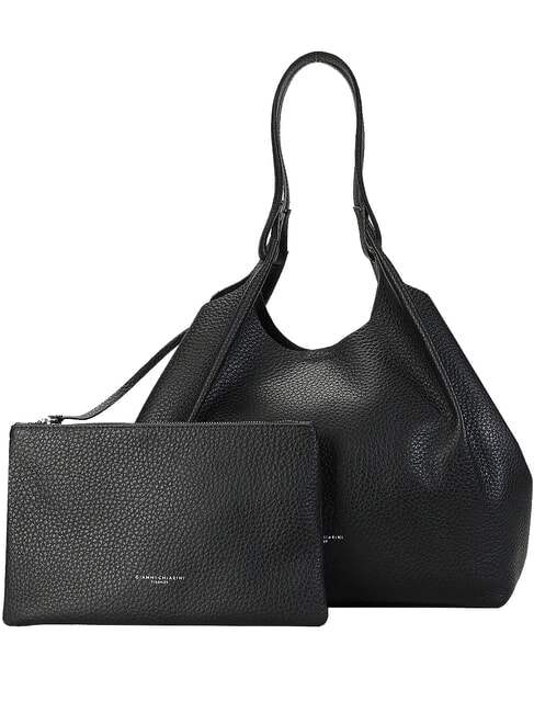 DUA Bolso bandolera grande de piel negro - Bolsos Mujer