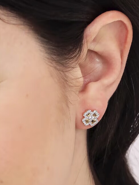 AMORE Pendientes de trébol de cuatro hojas con circonita oro - Pendientes