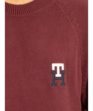 TOMMY HILFIGER TH Su&eacute;ter de algod&oacute;n de cuello redondo con bordado del logo. rojo intenso - Su&eacute;teres de los hombres - 3