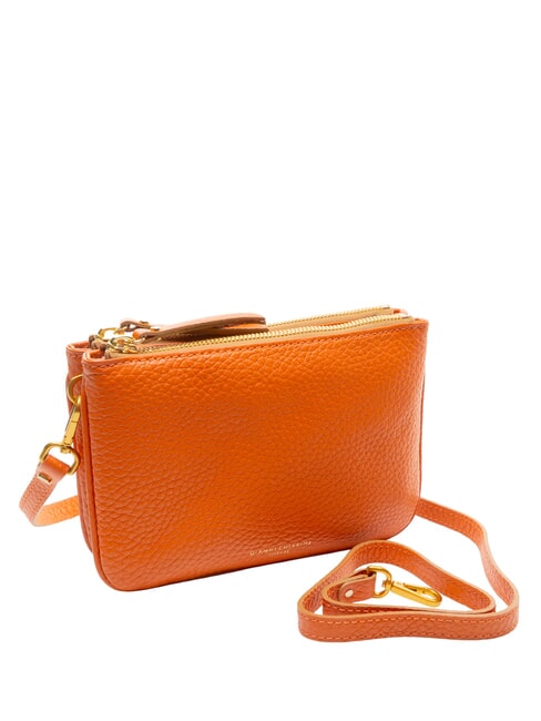 FRIDA Bolso bandolera de piel con doble cremallera coral - Bolsos Mujer
