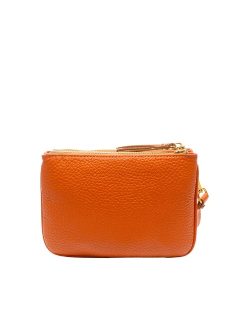 FRIDA Bolso bandolera de piel con doble cremallera coral - Bolsos Mujer
