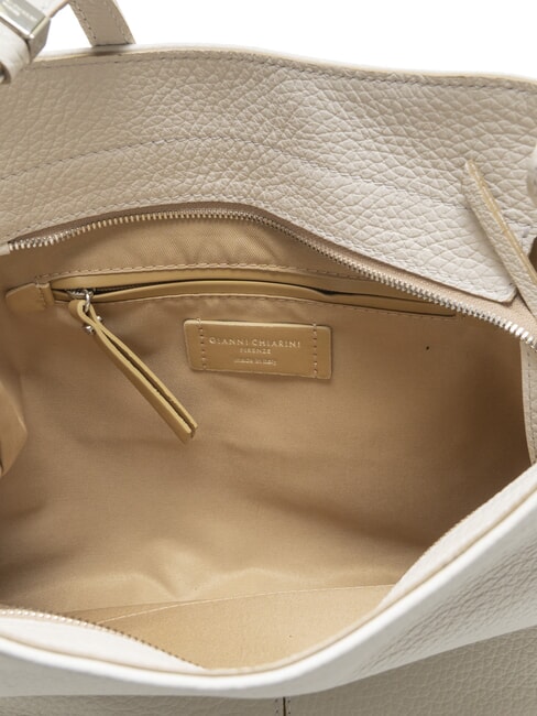 MINERVA Bolso de hombro de piel arena - Bolsos Mujer