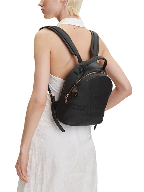 LOVE EMBOSSED Mochila con logo cosido negro - Bolsos Mujer