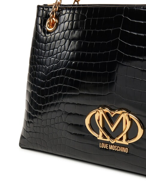 SHINY CROCO Bolso bandolera de compras azafrán negro - Bolsos Mujer