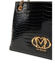 LOVE MOSCHINO SHINY CROCO Bolso bandolera de compras azafrán negro - Bolsos Mujer - 3