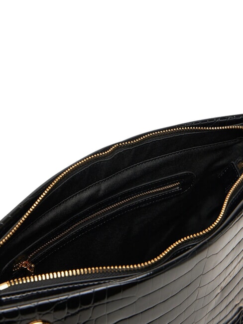 SHINY CROCO Bolso bandolera de compras azafrán negro - Bolsos Mujer