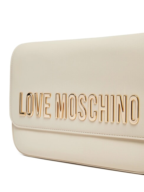 LAMINATED BOLD LOVE Bolso de hombro con solapa Marfil - Bolsos Mujer