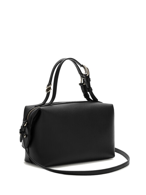 DOUBLE Bolso bandolera de piel con correa para el hombro negro - Bolsos Mujer