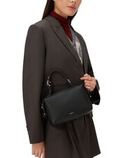 FURLA DOUBLE Bolso bandolera de piel con correa para el hombro negro - Bolsos Mujer - 4