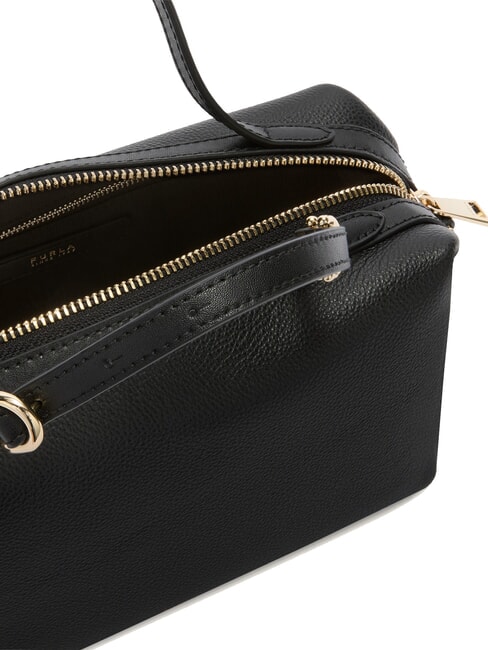 DOUBLE Bolso bandolera de piel con correa para el hombro negro - Bolsos Mujer