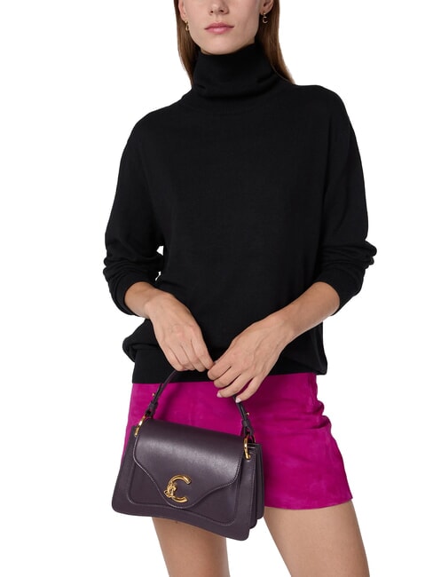 C-ME CALF COCKER Bolso peque&ntilde;o de piel con bandolera ciruelas - Bolsos Mujer