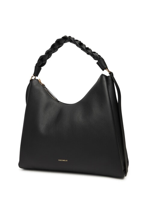 CAMPIONARIO - BOHEME GRANA DOUBLE Bolso bandolera grande de piel negro/co&ntilde;ac - Bolsos Mujer