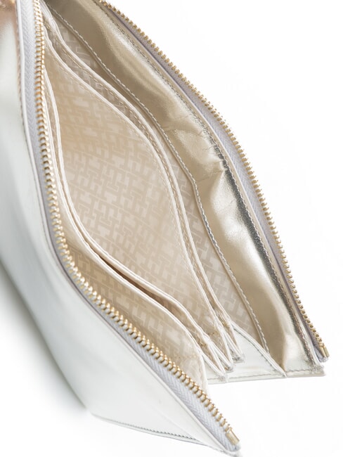 TH MONOGRAM Clutch tipo sobre con correa de mu&ntilde;eca plata met&aacute;lica - Bolsos Mujer