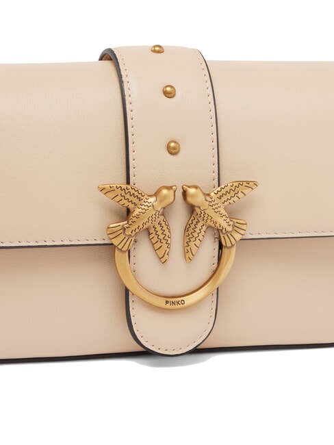 LOVE ONE SLOUCHY Mini bolso de hombro de piel beige-gris ahumado-oro antiguo - Bolsos Mujer