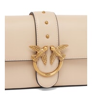 PINKO LOVE ONE SLOUCHY Mini bolso de hombro de piel beige-gris ahumado-oro antiguo - Bolsos Mujer - 3