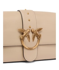 PINKO LOVE ONE CLASSIC SLOUCHY Bolso de hombro de piel beige-gris ahumado-oro antiguo - Bolsos Mujer - 3