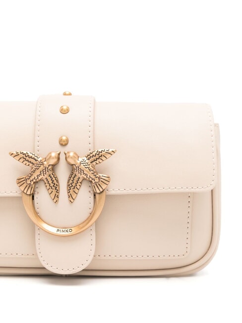 LOVE ONE POCKET Bolso bandolera de piel beige-gris ahumado-oro antiguo - Bolsos Mujer