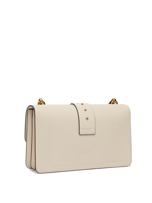 LOVE ONE CLASSIC Bolso bandolera de piel con solapa blanco seda-oro antiguo - Bolsos Mujer