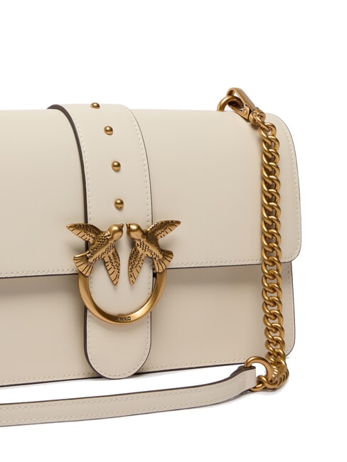 LOVE ONE CLASSIC Bolso bandolera de piel con solapa blanco seda-oro antiguo - Bolsos Mujer