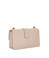 PINKO LOVE ONE CLASSIC Bolso bandolera de piel con solapa beige-gris ahumado-oro antiguo - Bolsos Mujer - 2