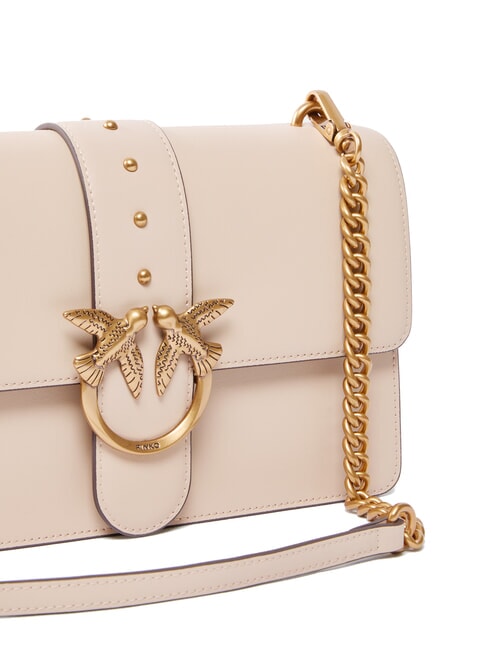 LOVE ONE CLASSIC Bolso bandolera de piel con solapa beige-gris ahumado-oro antiguo - Bolsos Mujer