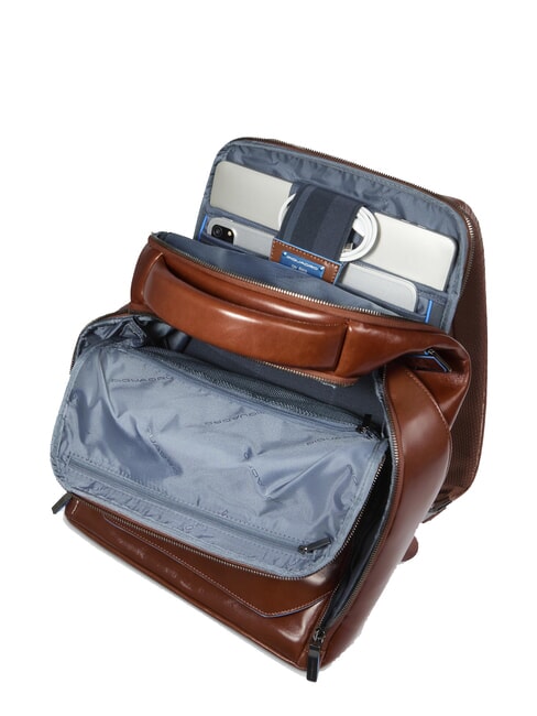 BLUE SQUARE Mochila de piel, soporte para portátil de 14" BROWN - Mochilas para portátil