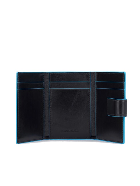 BLUE SQUARE Monedero triple de cuero y monedas negro - Carteras Hombre