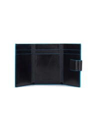PIQUADRO BLUE SQUARE Monedero triple de cuero y monedas negro - Carteras Hombre - 2