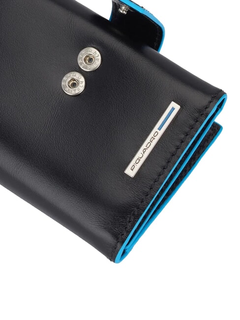 BLUE SQUARE Monedero triple de cuero y monedas negro - Carteras Hombre