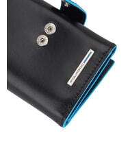 PIQUADRO BLUE SQUARE Monedero triple de cuero y monedas negro - Carteras Hombre - 3