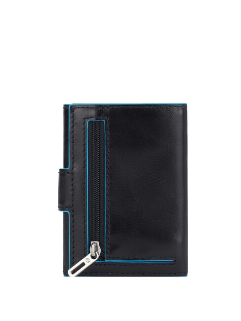 BLUE SQUARE Monedero triple de cuero y monedas negro - Carteras Hombre