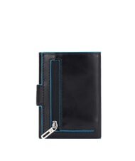 PIQUADRO BLUE SQUARE Monedero triple de cuero y monedas negro - Carteras Hombre - 4